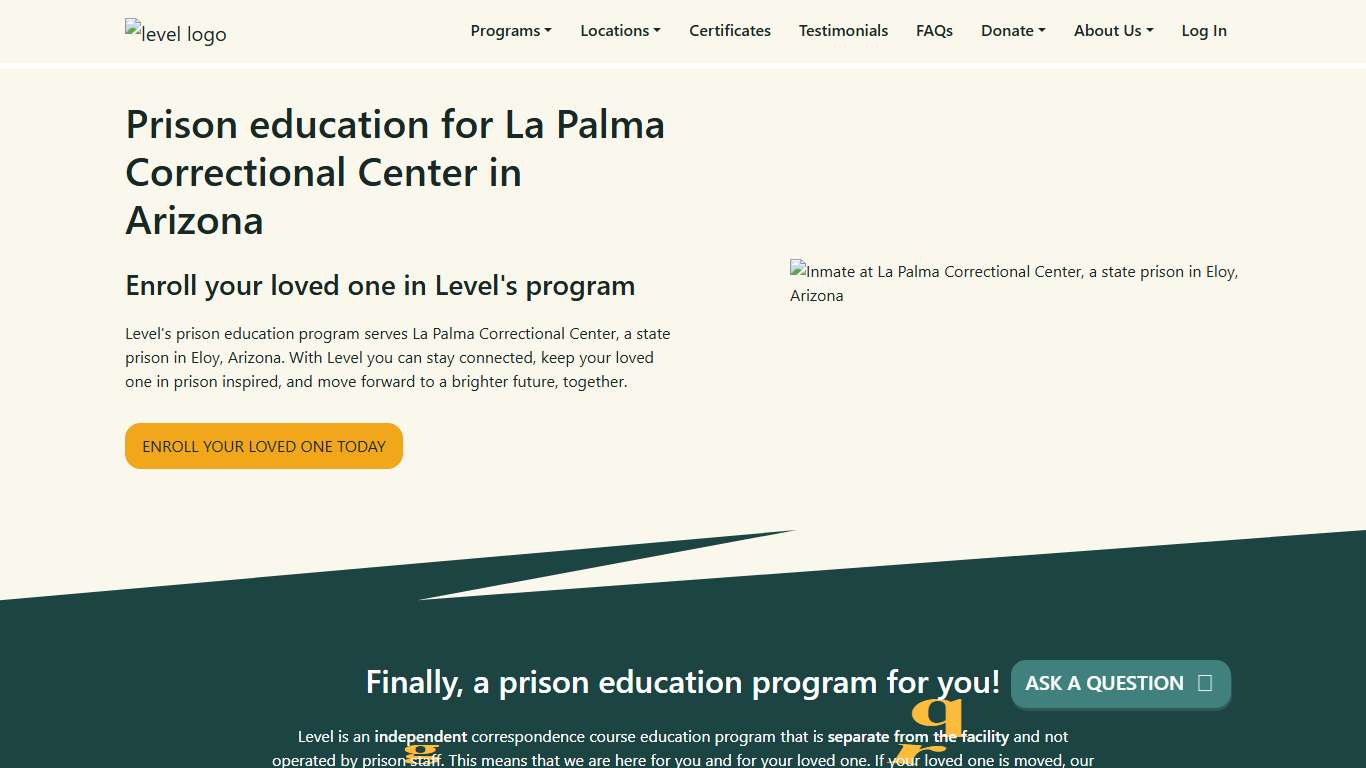 Prison Education For La Palma Correctional Center - Level