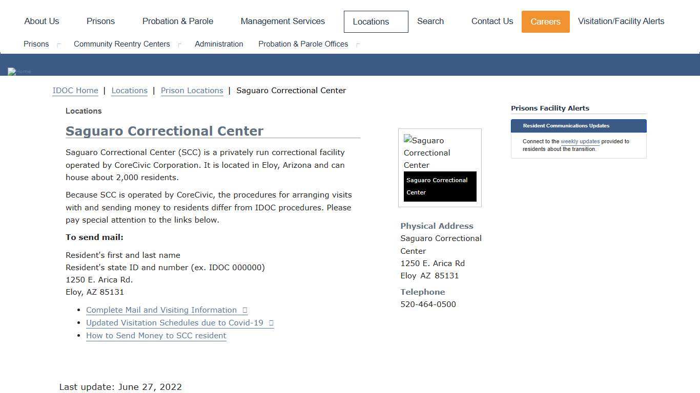 Saguaro Correctional Center | Idaho Department of Correction